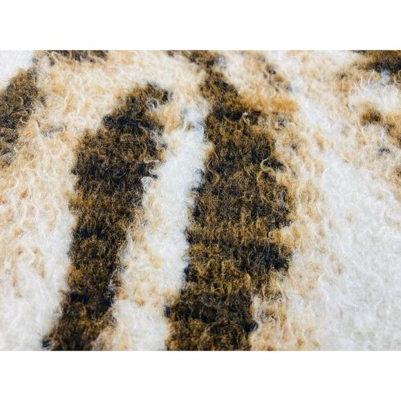 Vintage Plush Blanket Tiger Lion Face Brown Tan Reversible RARE Biederlack Style - Picture 14 of 16